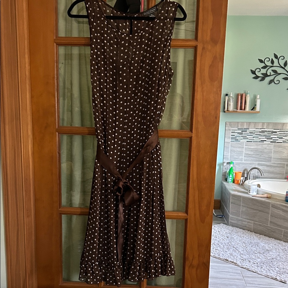 Jessica Howard Brown and White Polka Dot Midi Dress